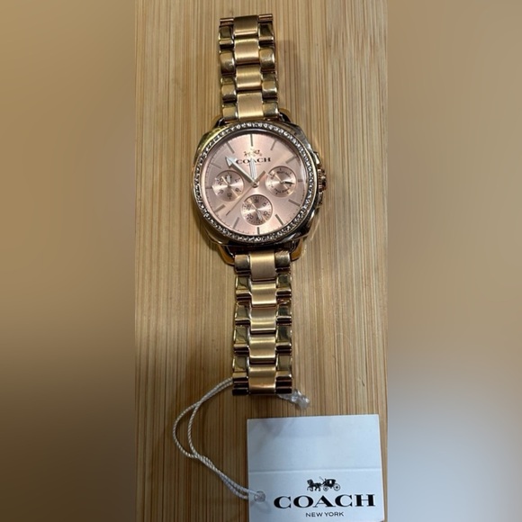 COACH BOYFRIEND WATCH WITH 38MM ROSEGOLD CHRONOGRAPH FACE & ROSEGOLD BRACELET - Picture 4 of 6